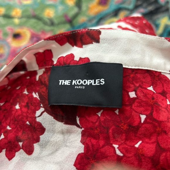 $400 THE KOOPLES size 2  US S to M Silk Hortensia Print Ruffle Blouse - Picture 6 of 7